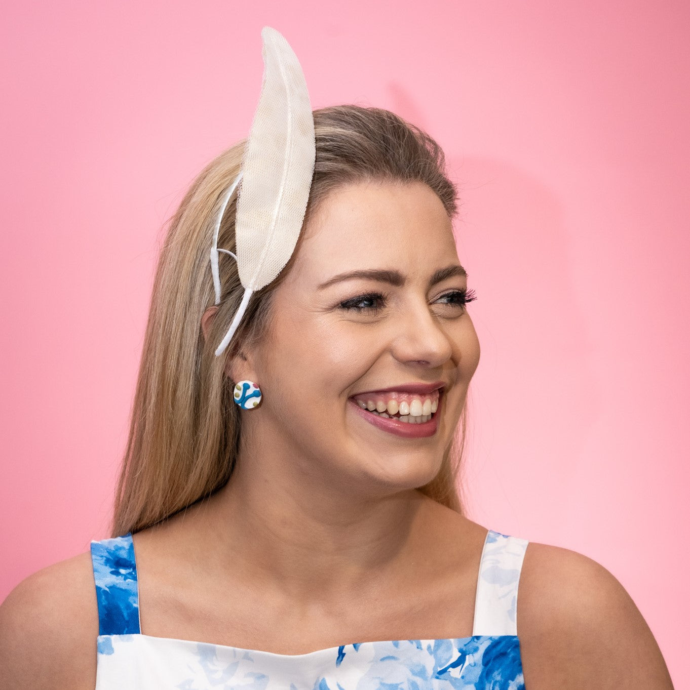 Alba Floating Feather Headband in White