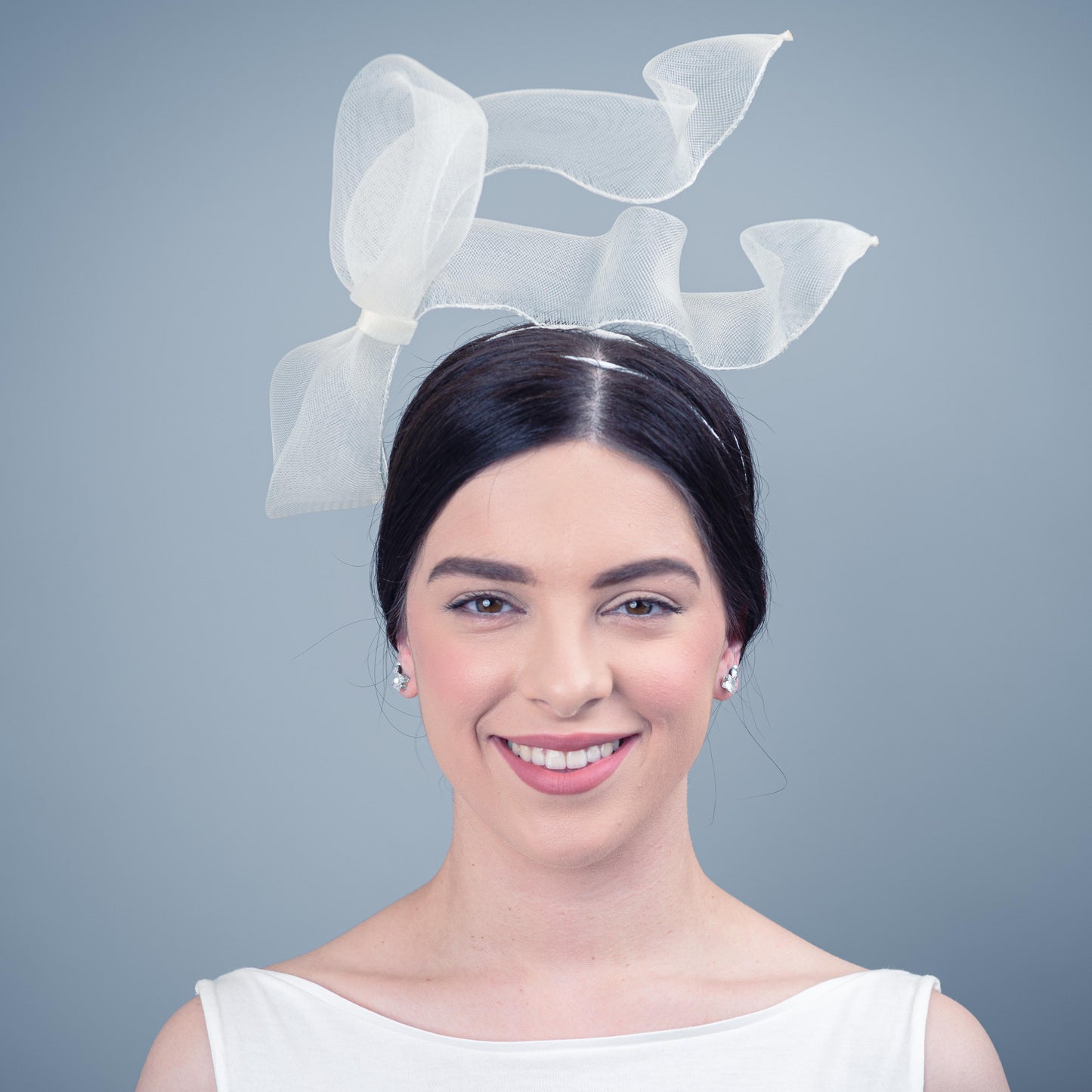 Docker Crinoline Floating Bow Headband in Ivory