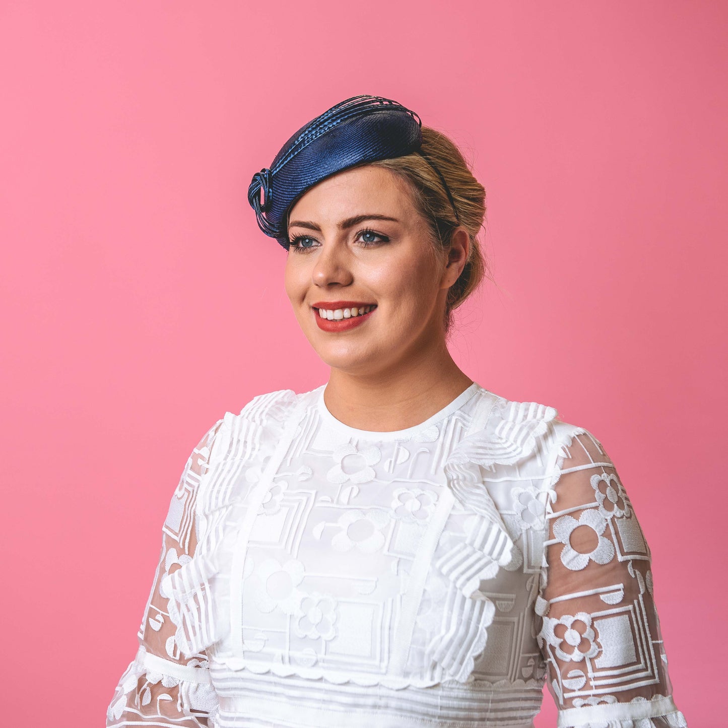 Gayle Beret with knotted trim in Navy