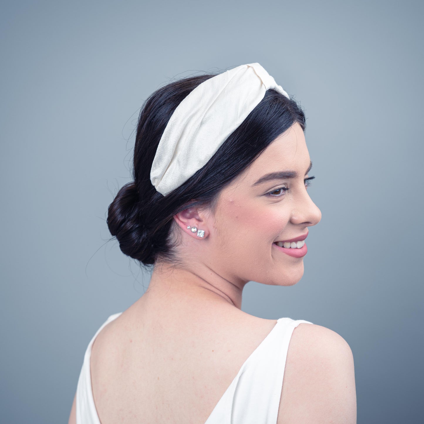 Georgie Ivory Silk Turban Headband for Lulu