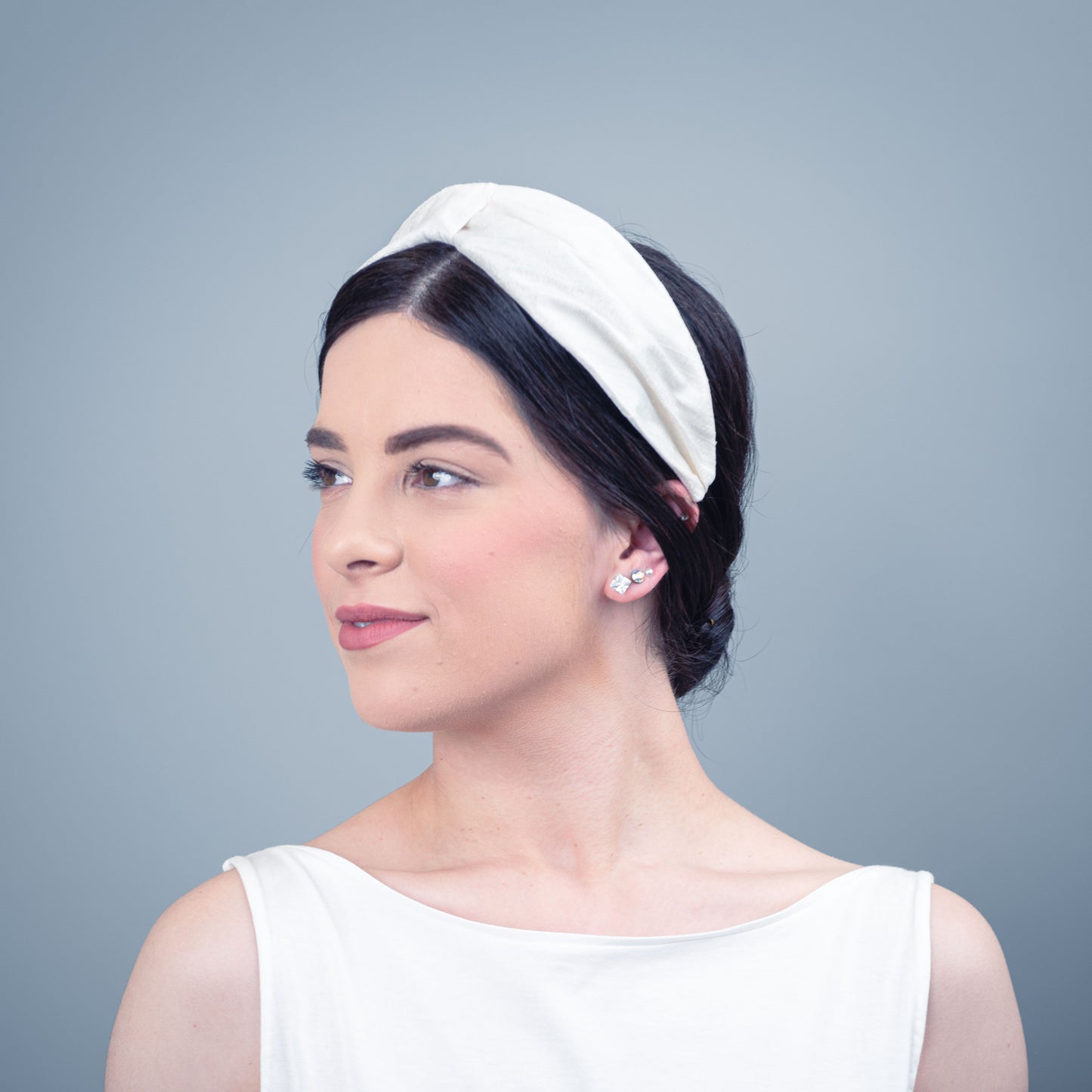 Georgie Ivory Silk Turban Headband for Lulu