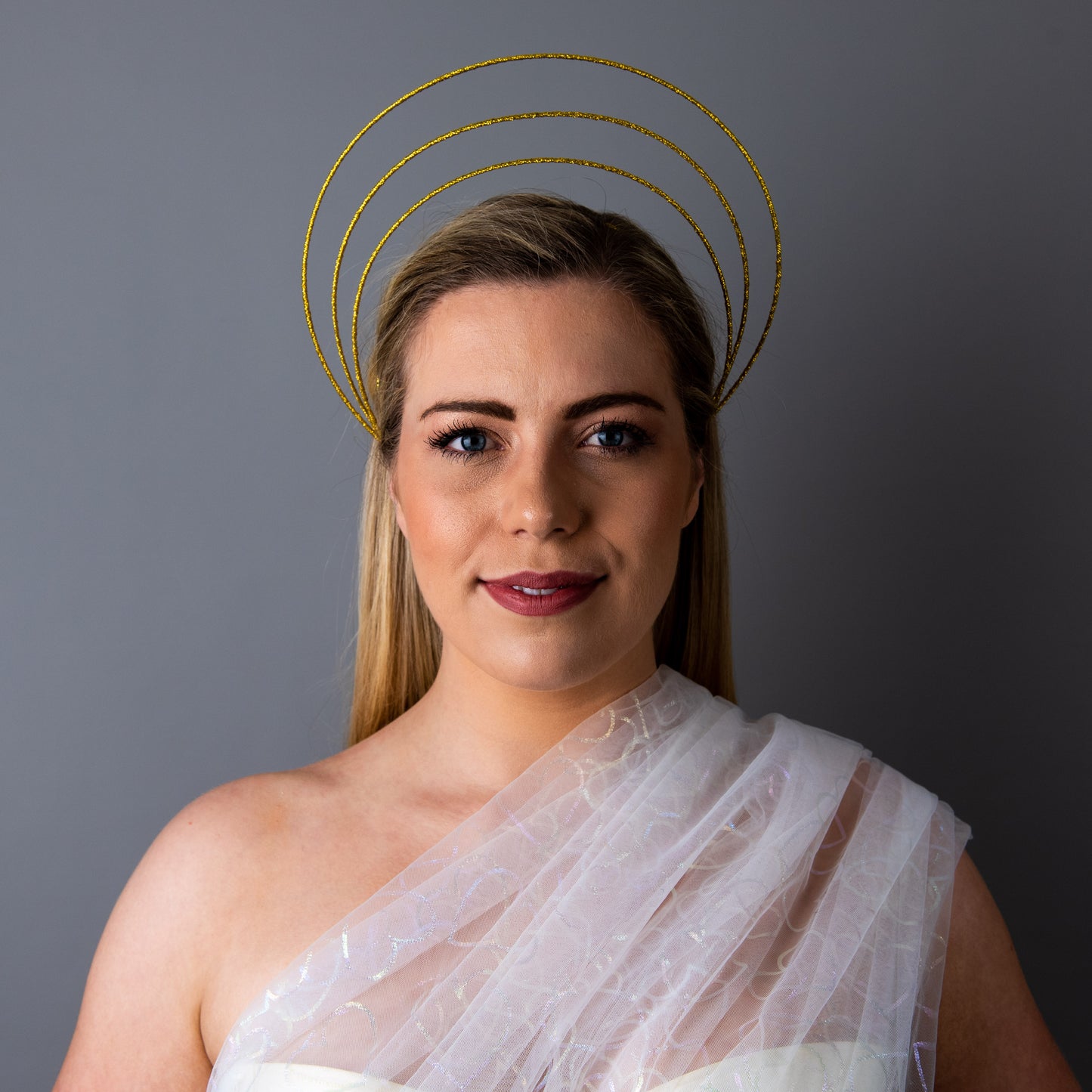 Timeless Love metallic gold halo crown headband