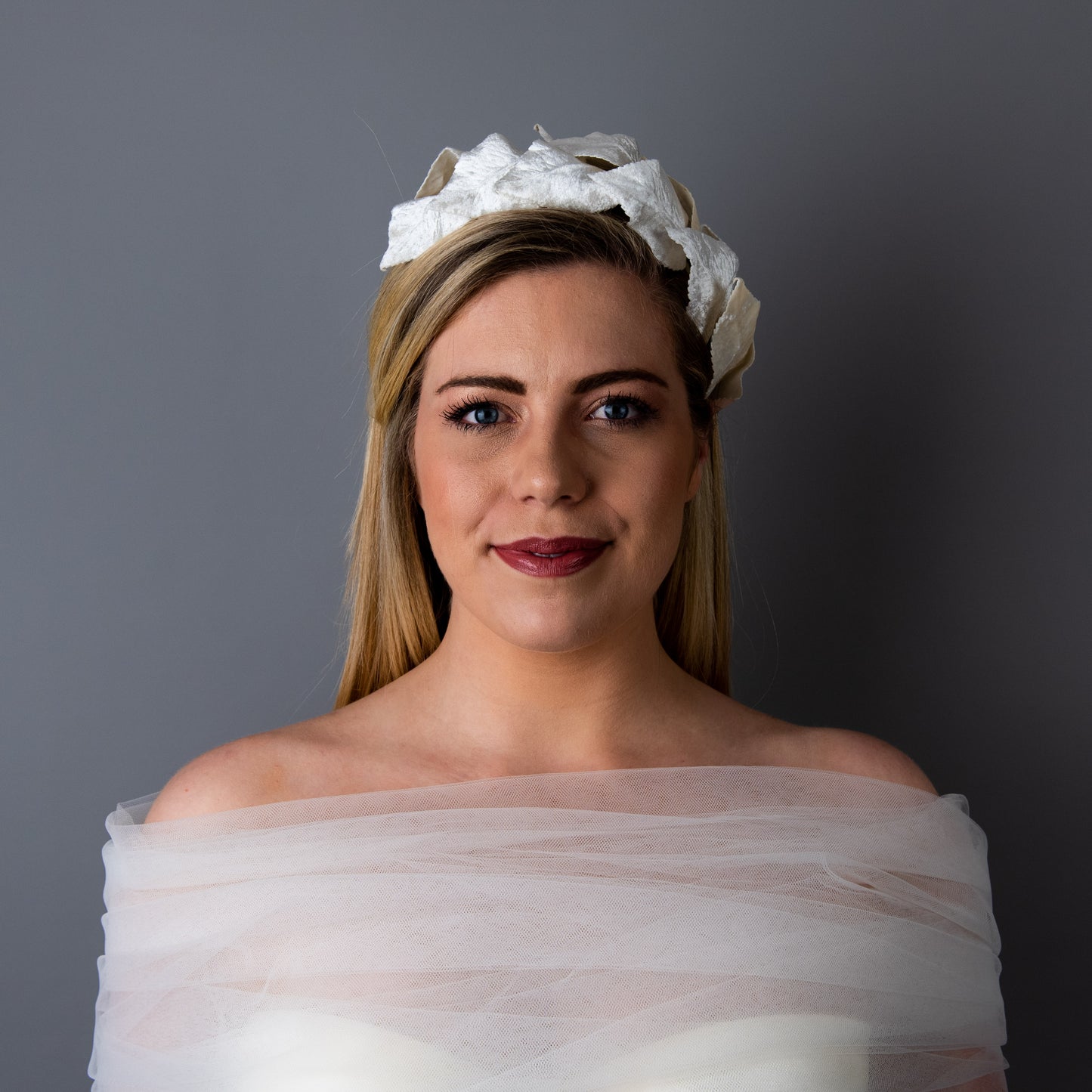 Everlasting Love Velour Oak leaf Bridal Headpiece