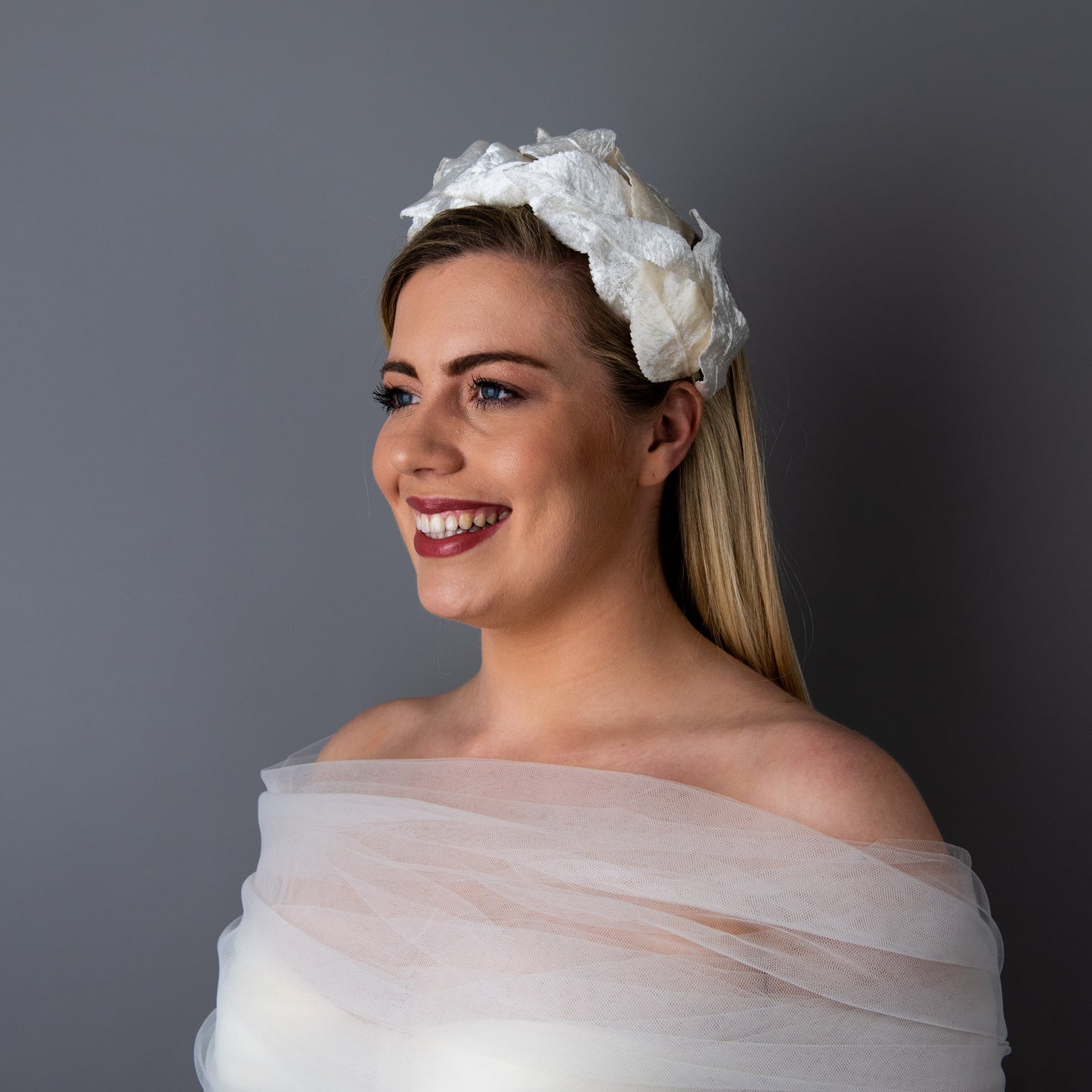 Everlasting Love Velour Oak leaf Bridal Headpiece