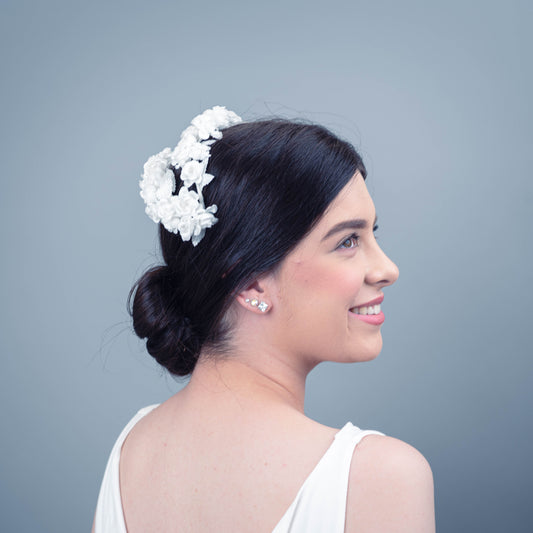 Sweetest Devotion back of head floral headpiece