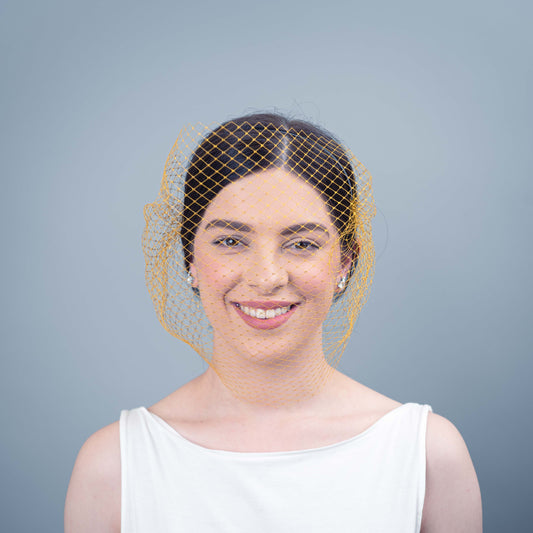 Valerie full face veil headpiece in gold