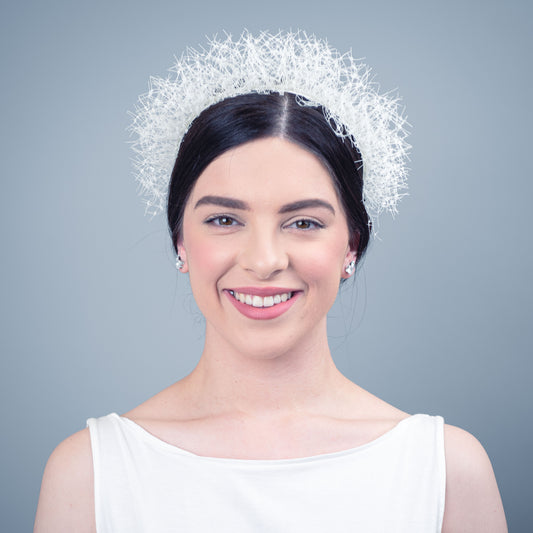 You Are the Best Thing Ruffle Veil Headpiece in White