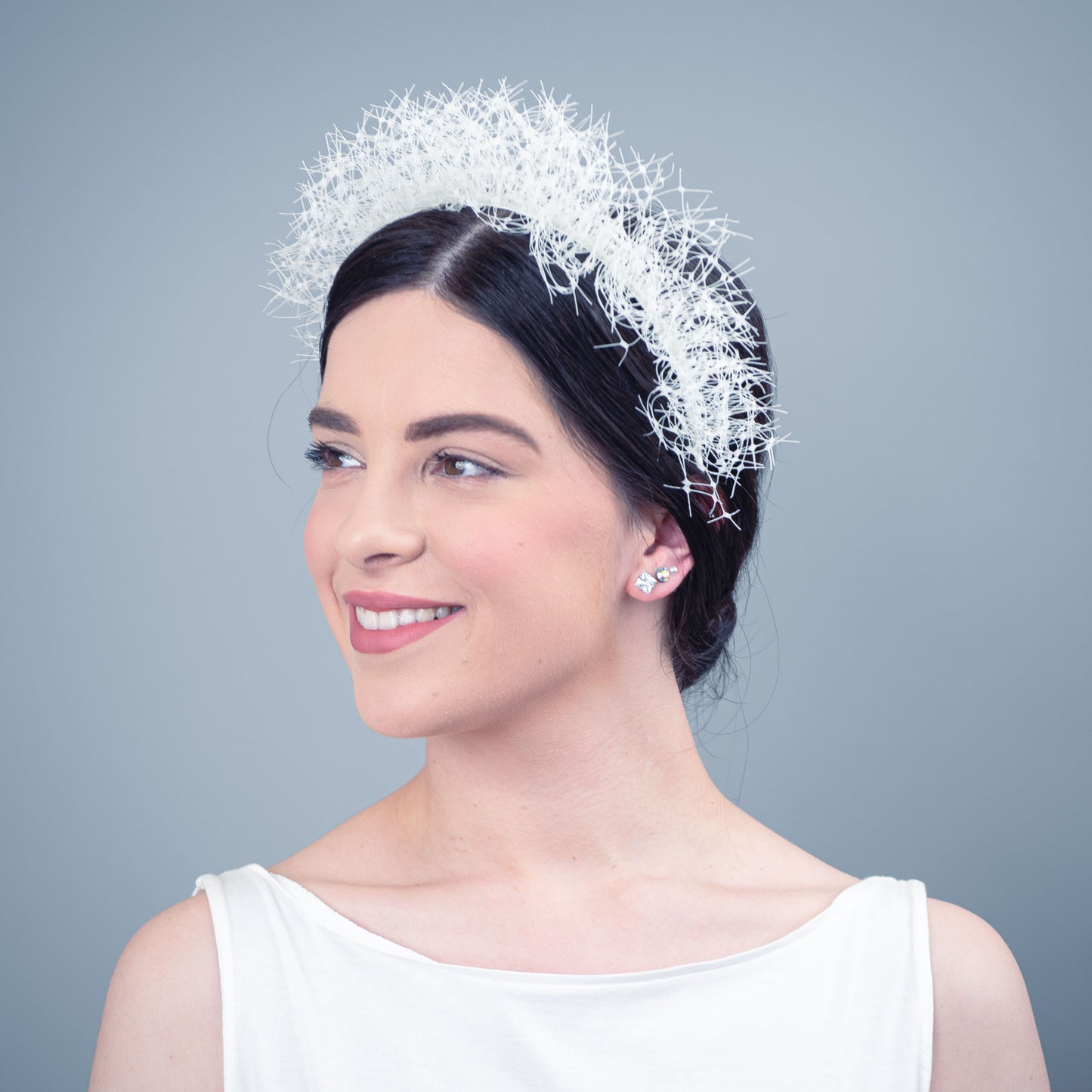 You Are the Best Thing Ruffle Veil Headpiece in White